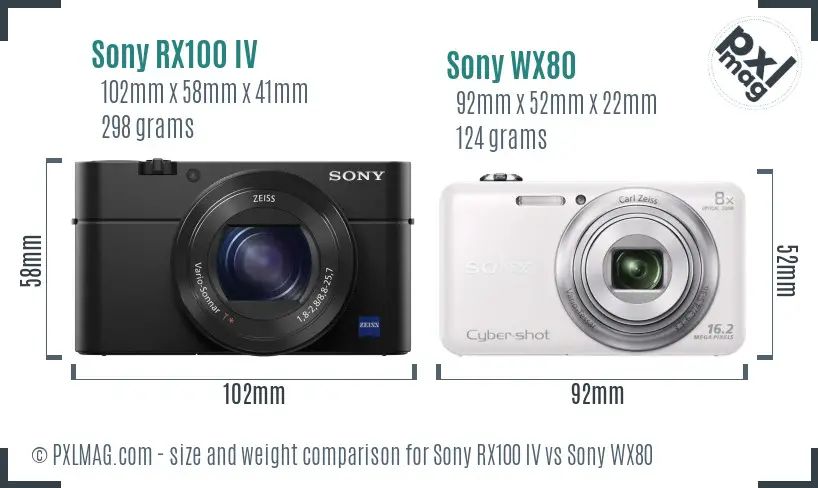 Sony RX100 IV vs Sony WX80 size comparison