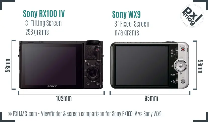 Sony RX100 IV vs Sony WX9 Screen and Viewfinder comparison