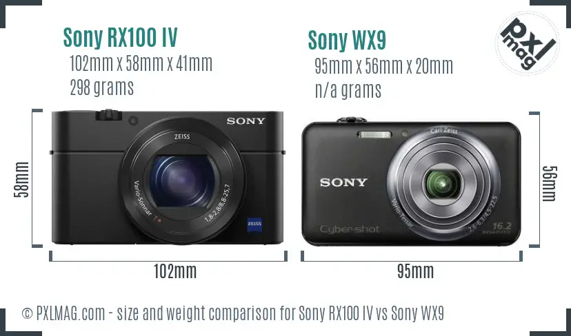 Sony RX100 IV vs Sony WX9 size comparison