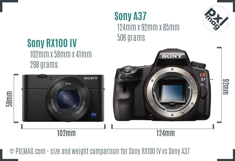 Sony RX100 IV vs Sony A37 size comparison