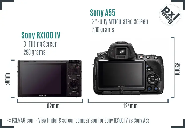 Sony RX100 IV vs Sony A55 Screen and Viewfinder comparison