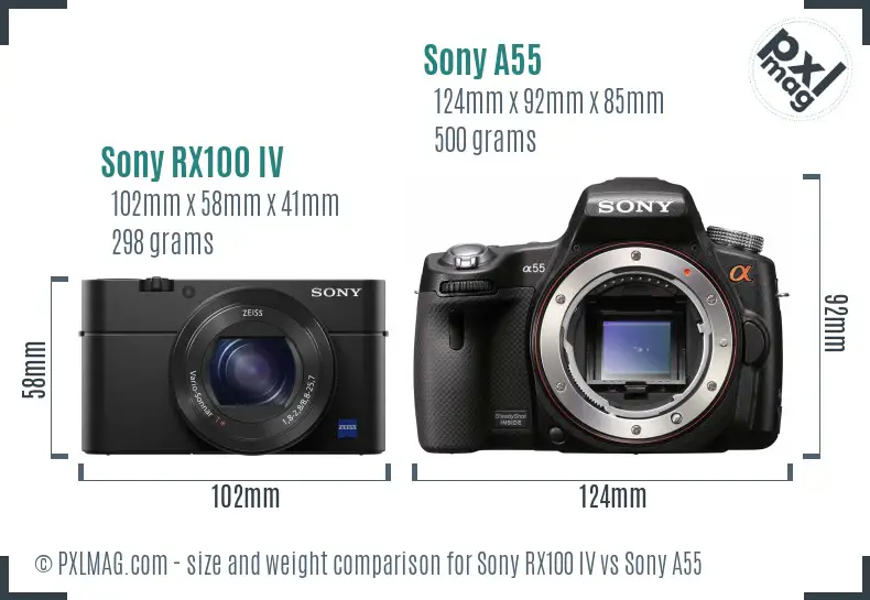 Sony RX100 IV vs Sony A55 size comparison