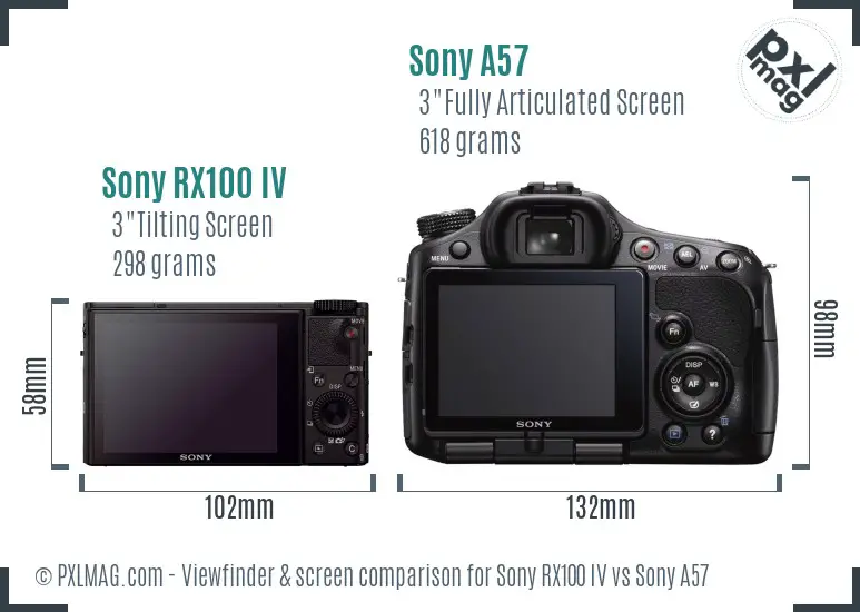 Sony RX100 IV vs Sony A57 Screen and Viewfinder comparison