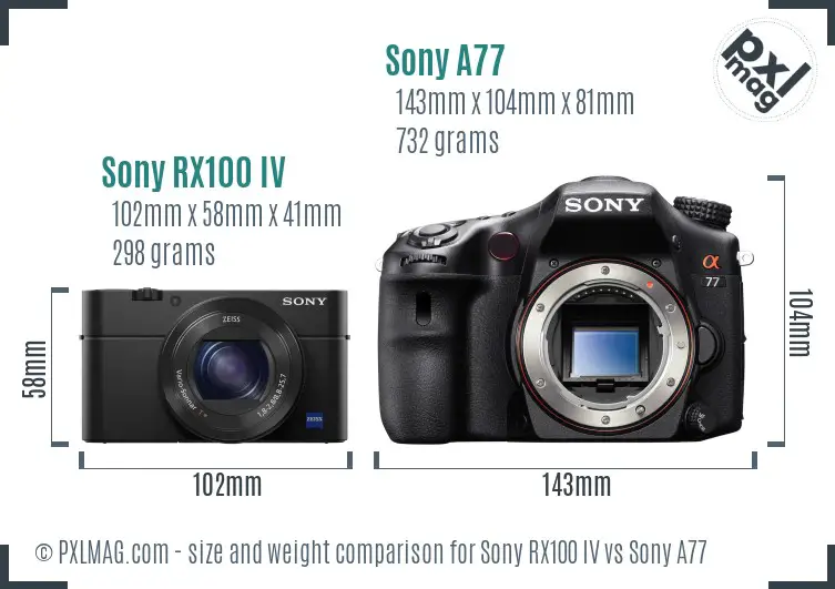 Sony RX100 IV vs Sony A77 size comparison