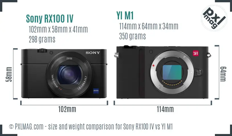Sony RX100 IV vs YI M1 size comparison