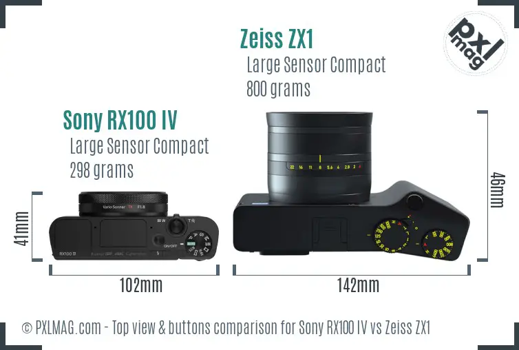 Sony RX100 IV vs Zeiss ZX1 top view buttons comparison