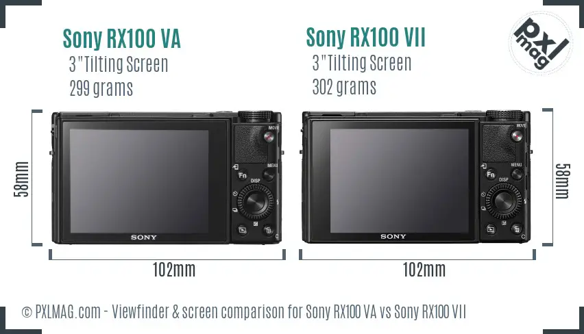 Sony RX100 VA vs Sony RX100 VII Screen and Viewfinder comparison