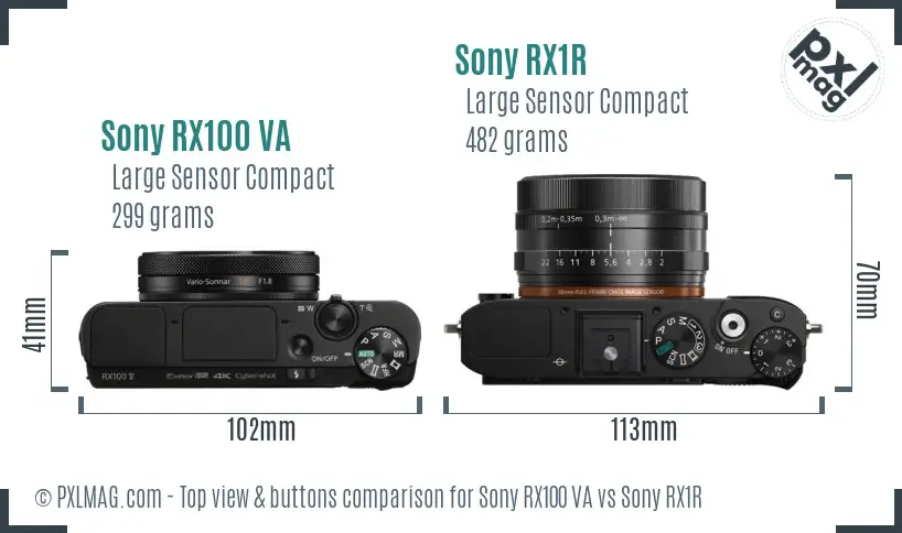 Sony RX100 VA vs Sony RX1R top view buttons comparison