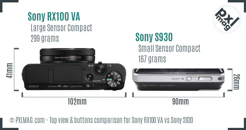 Sony RX100 VA vs Sony S930 top view buttons comparison