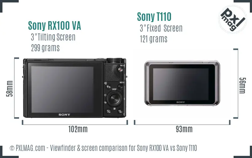 Sony RX100 VA vs Sony T110 Screen and Viewfinder comparison