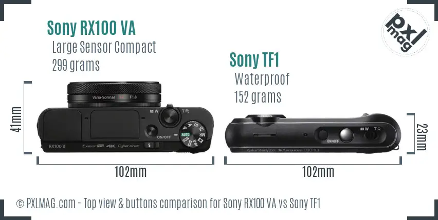 Sony RX100 VA vs Sony TF1 top view buttons comparison