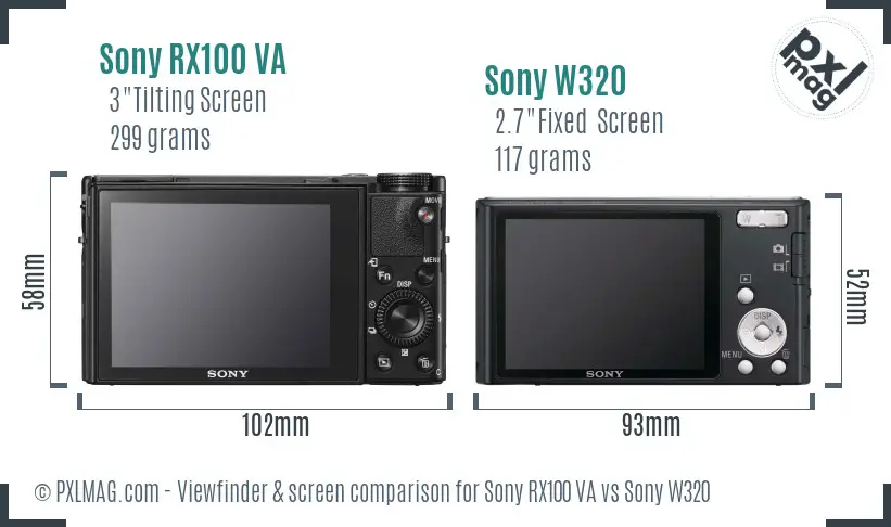 Sony RX100 VA vs Sony W320 Screen and Viewfinder comparison