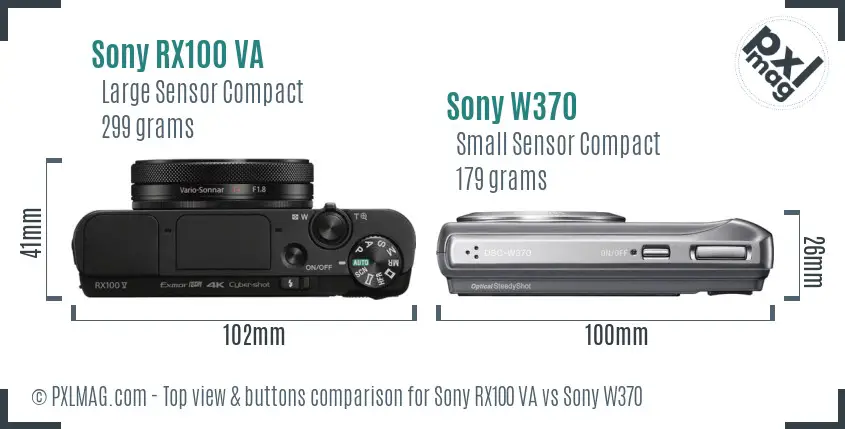 Sony RX100 VA vs Sony W370 top view buttons comparison
