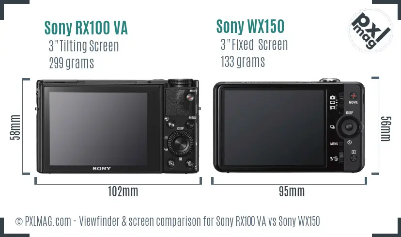 Sony RX100 VA vs Sony WX150 Screen and Viewfinder comparison