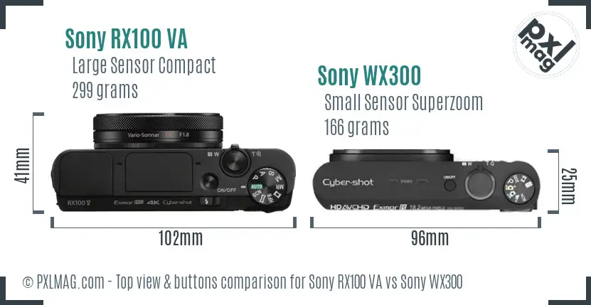 Sony RX100 VA vs Sony WX300 top view buttons comparison