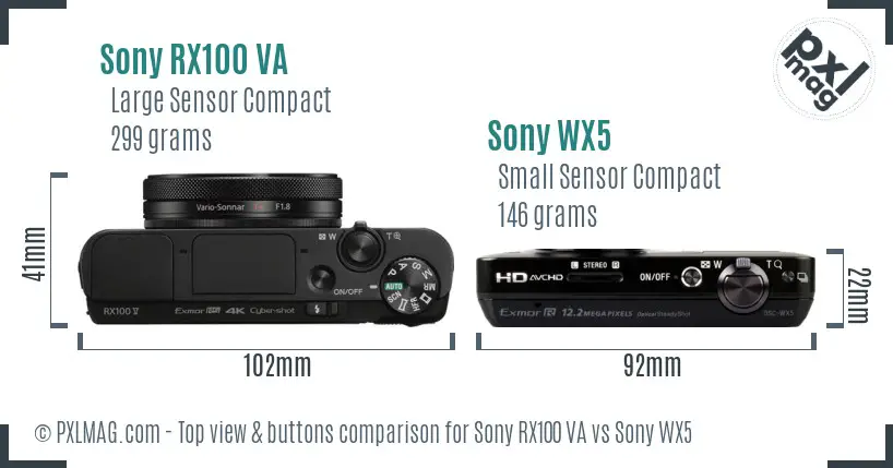 Sony RX100 VA vs Sony WX5 top view buttons comparison