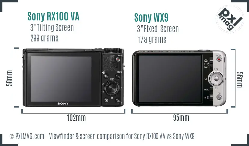 Sony RX100 VA vs Sony WX9 Screen and Viewfinder comparison
