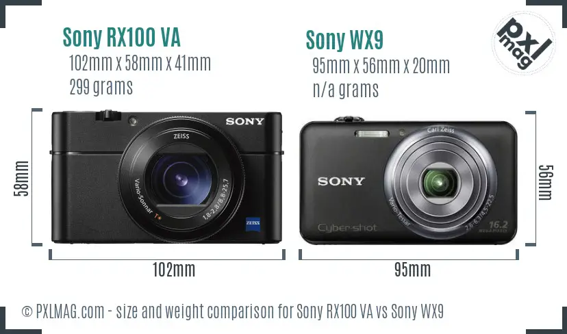 Sony RX100 VA vs Sony WX9 size comparison