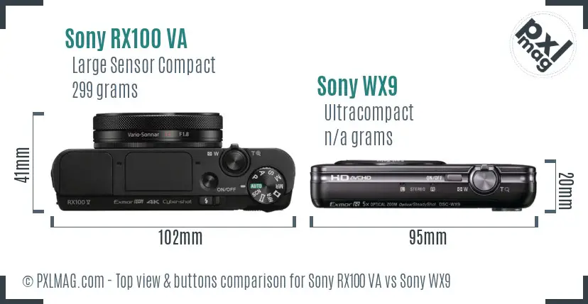 Sony RX100 VA vs Sony WX9 top view buttons comparison