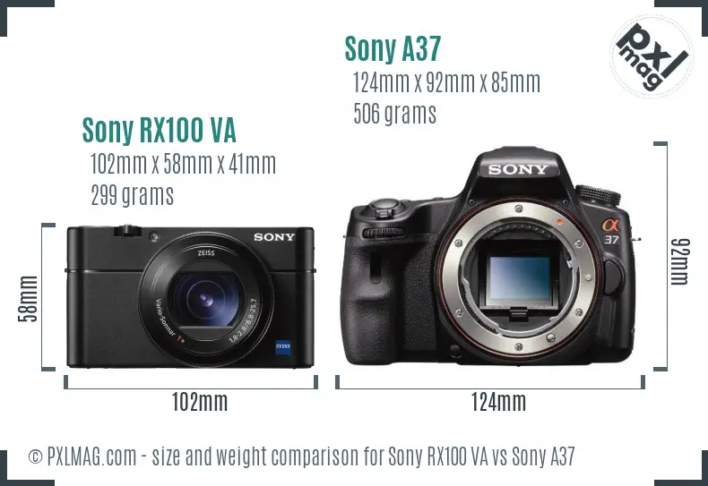 Sony RX100 VA vs Sony A37 size comparison