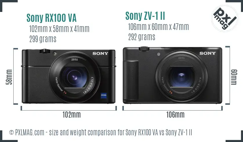 Sony RX100 VA vs Sony ZV-1 II size comparison