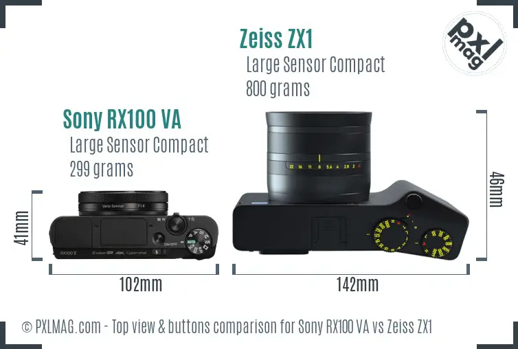 Sony RX100 VA vs Zeiss ZX1 top view buttons comparison