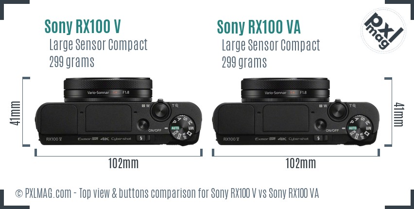 Sony RX100 V vs Sony RX100 VA top view buttons comparison