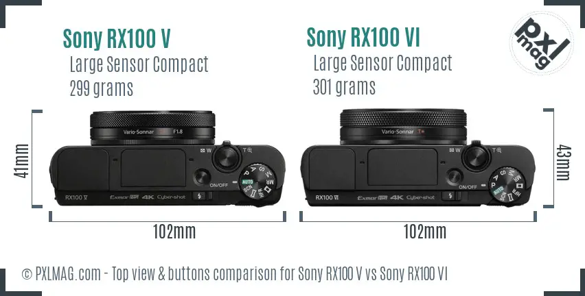 Sony RX100 V vs Sony RX100 VI top view buttons comparison