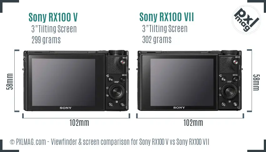 Sony RX100 V vs Sony RX100 VII Screen and Viewfinder comparison