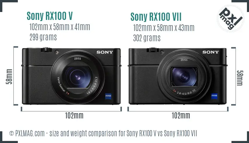Sony RX100 V vs Sony RX100 VII size comparison