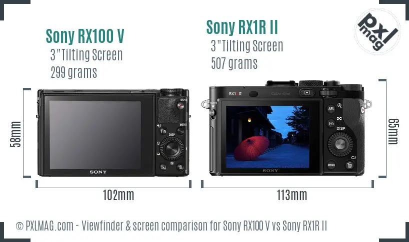 Sony RX100 V vs Sony RX1R II Screen and Viewfinder comparison