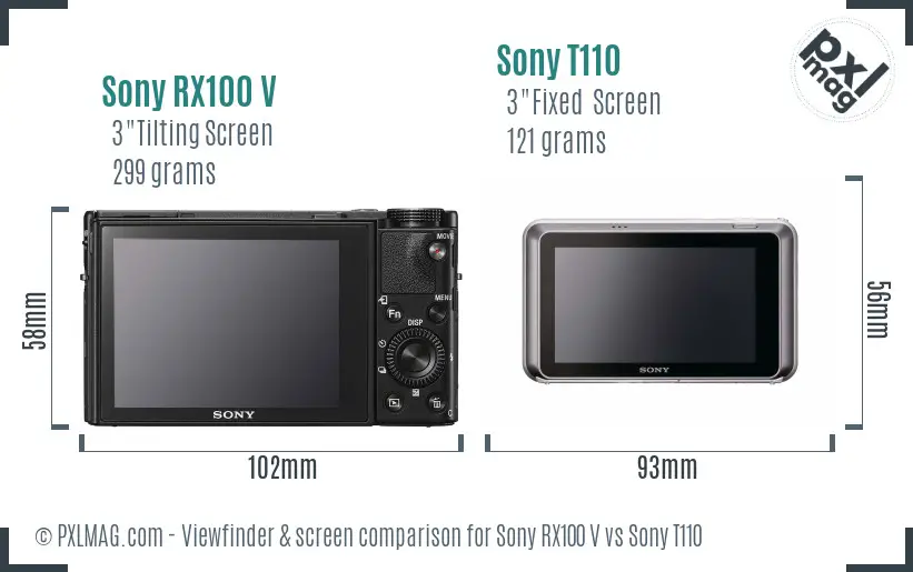 Sony RX100 V vs Sony T110 Screen and Viewfinder comparison