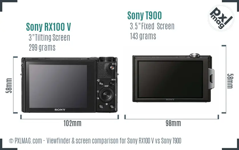 Sony RX100 V vs Sony T900 Screen and Viewfinder comparison