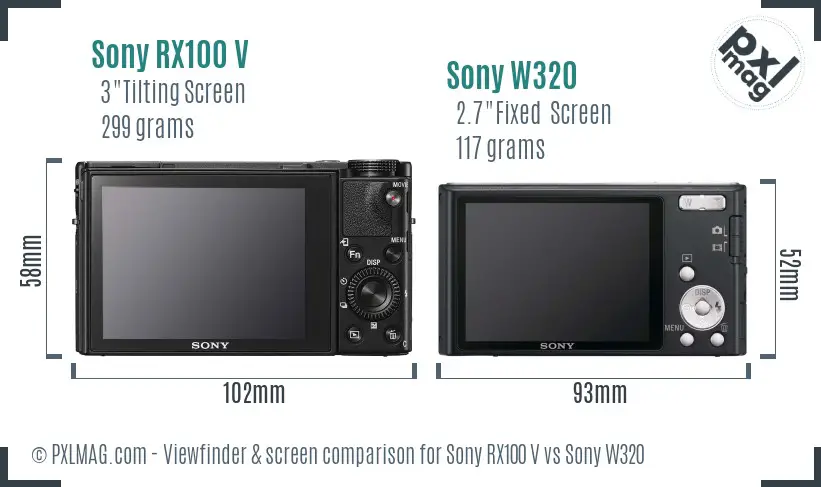 Sony RX100 V vs Sony W320 Screen and Viewfinder comparison