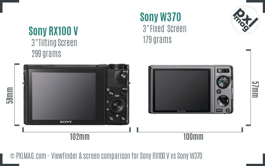 Sony RX100 V vs Sony W370 Screen and Viewfinder comparison