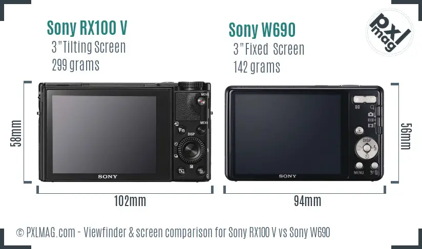 Sony RX100 V vs Sony W690 Screen and Viewfinder comparison