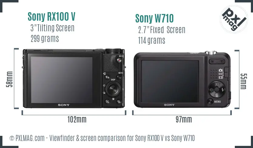 Sony RX100 V vs Sony W710 Screen and Viewfinder comparison