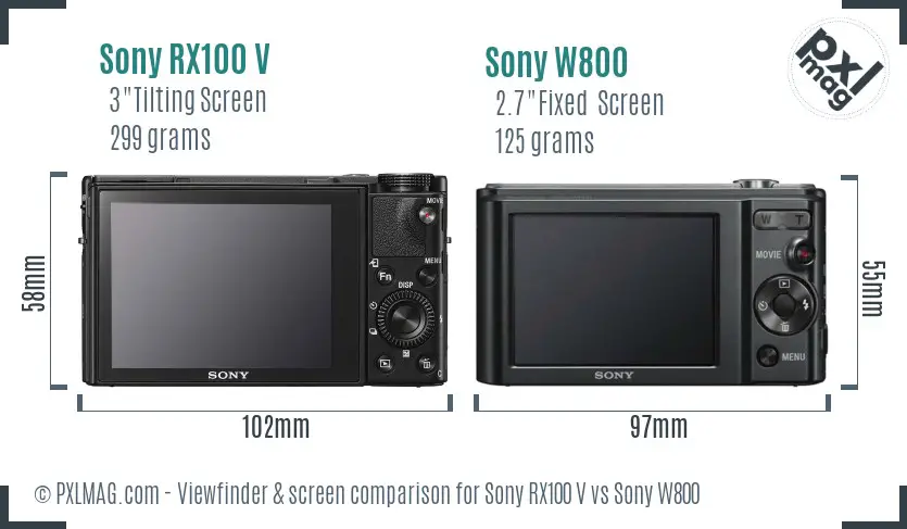 Sony RX100 V vs Sony W800 Screen and Viewfinder comparison