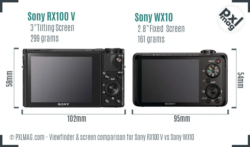 Sony RX100 V vs Sony WX10 Screen and Viewfinder comparison