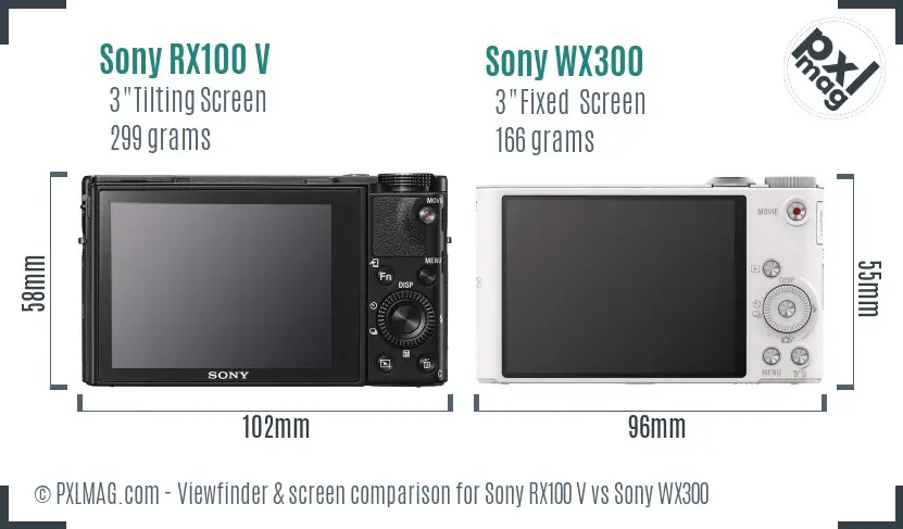 Sony RX100 V vs Sony WX300 Screen and Viewfinder comparison