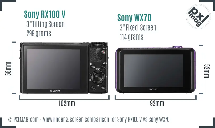Sony RX100 V vs Sony WX70 Screen and Viewfinder comparison