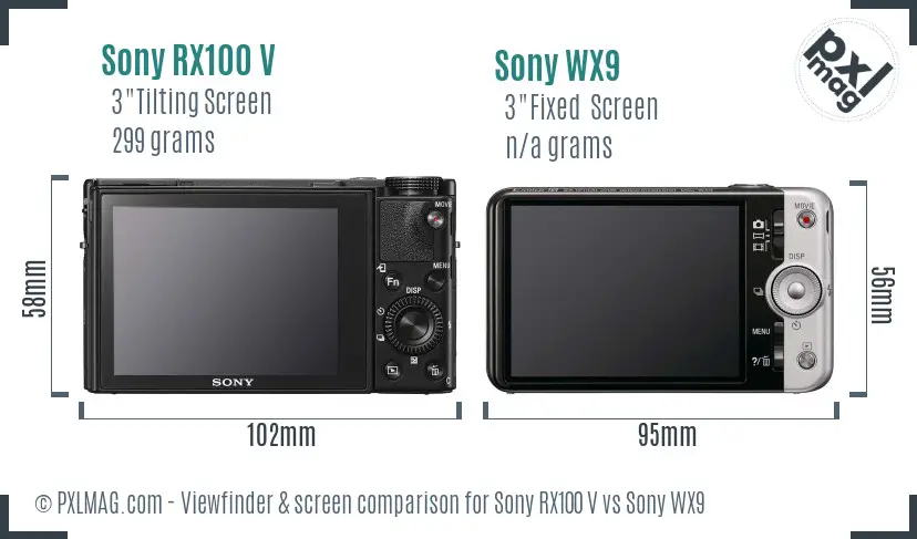 Sony RX100 V vs Sony WX9 Screen and Viewfinder comparison