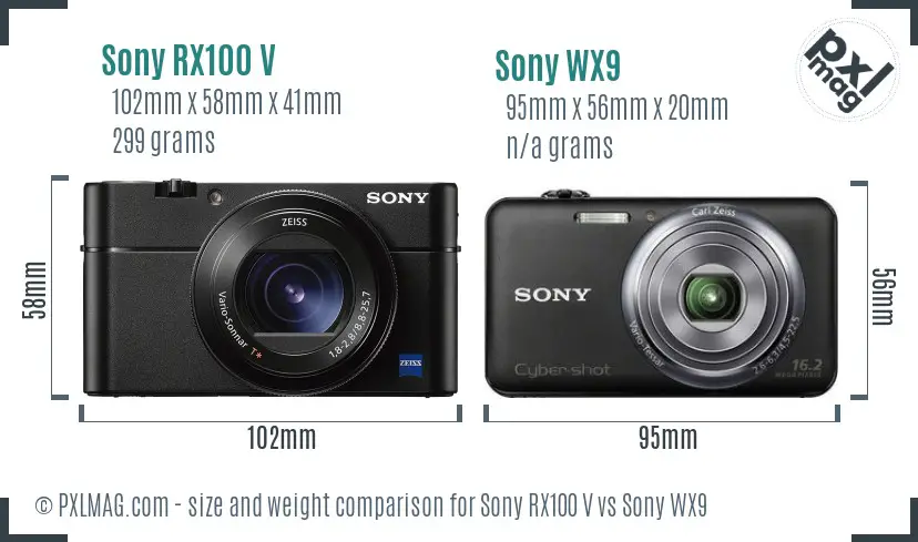 Sony RX100 V vs Sony WX9 size comparison