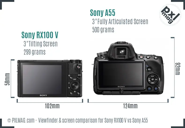 Sony RX100 V vs Sony A55 Screen and Viewfinder comparison