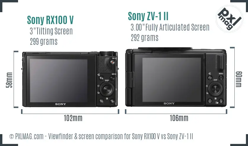 Sony RX100 V vs Sony ZV-1 II Screen and Viewfinder comparison