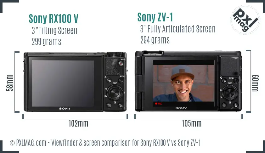 Sony RX100 V vs Sony ZV-1 Screen and Viewfinder comparison