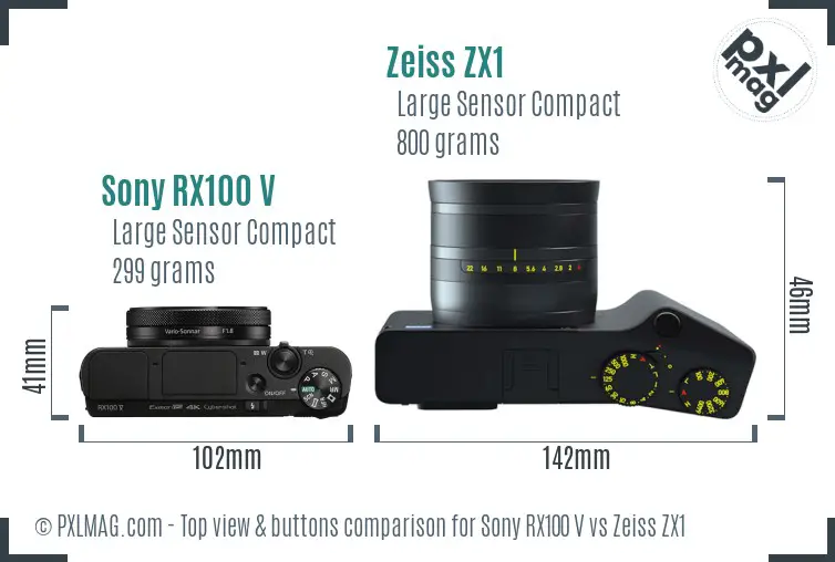 Sony RX100 V vs Zeiss ZX1 top view buttons comparison