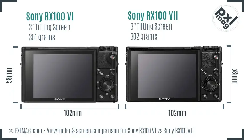 Sony RX100 VI vs Sony RX100 VII Screen and Viewfinder comparison