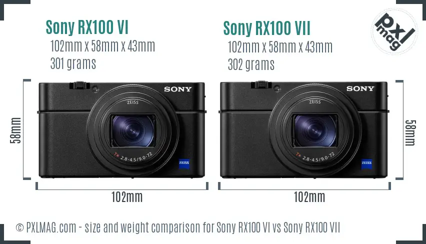 Sony RX100 VI vs Sony RX100 VII size comparison