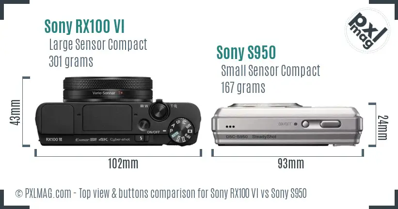 Sony RX100 VI vs Sony S950 top view buttons comparison